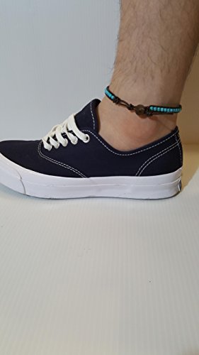 Infinityee888 Anklet Turquoise Bead 10 Inches Anklet Bracelet Woven with Leather Cord Handmade Hippie Bohemian Unisex Style Gift Idea for Men and Women