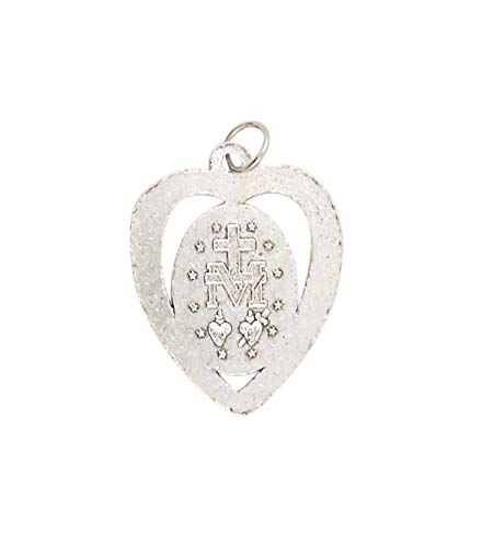 Blue Enamel Heart Miraculous Medal, 1 1/4 Inch, Pack of 5