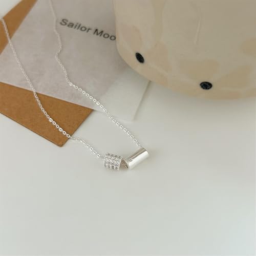 925 Sterling Silver Necklace for Women Trendy, Charming Layered Necklace with Cubic Zirconia Pendant for Her Womens Dainty Diamond Choker Necklaces Holiday Jewelry Gifts for Mom Wife Daughter Lover - color: CZ Necklace-silver05