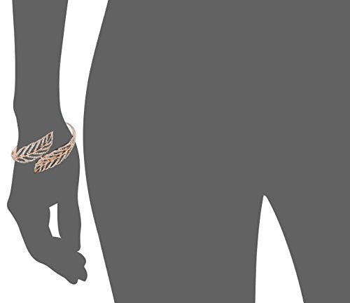 Guess Crystal Feather Bypass Hinged Bypass Bangle Bracelet