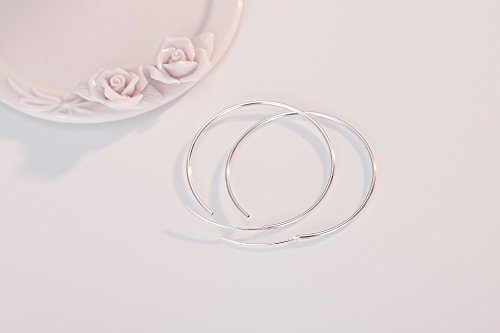 Chic 925 Sterling Silver Big Hoop Earrings Minimalist Round Circle Endless Large Huggie Hoops Statement Earrings 50/60/70/90mm Hypoallergenic Fashion Jewelry Gifts for Women Girls - style: 60mm