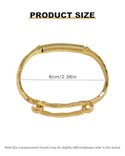 Chunky Gold Bangle for Women 14k Gold Plated Hammered Paperclip Cuff Bracelet Minimalist Geometric Cuff Statement Modern Style Party Holiday Jewelry Accessories Gifts