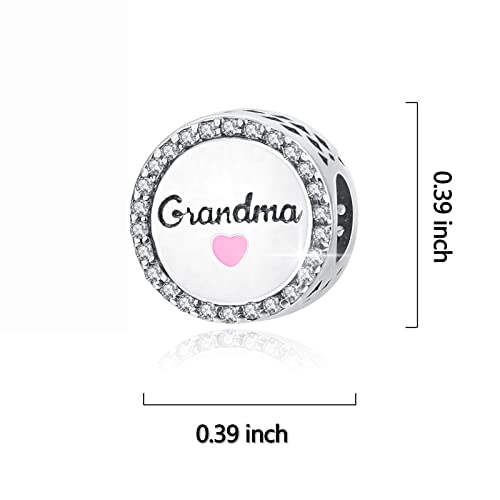 Family Love Mother Daughter Grandma Charm 925 Sterling Silver fits Bracelets Necklace Pendant Bead Charms Jewelry Gift for Women Family Friends - color: Grandma Charm