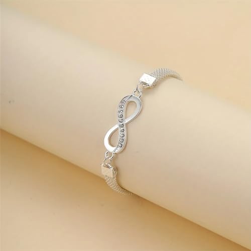 Fesciory Silver Ankle Bracelets for Women, Adjustable Rhinestone Pendant Tennis Anklet, Butterfly Heart Infinite Diamond Summer Beach Foot Chain Jewelry Gifts - style: Infinite1