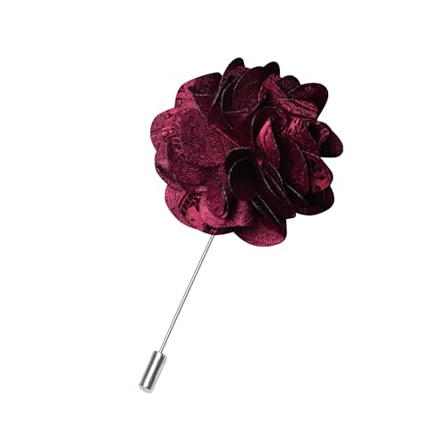 JEMYGINS Mens Paisley Tie and Lapel Pin Necktie Pocket Square and Tie Clip with Sets for Business Casual 4PCS - color: Burgundy