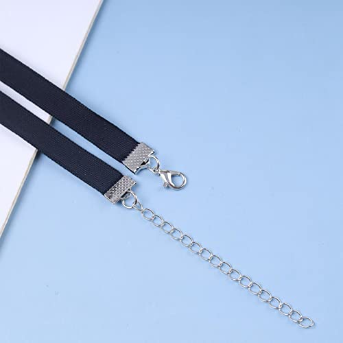 YienDoo Punk Black Velvet Choker Necklace Vintage Silver Tiny Moon Stars Pendant Necklace Suede Rope Chain Choker Gothic Statement Star Crescent Moon Necklace Charm Jewelry for Women