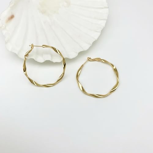 Rose/White/18k Gold Plated Hoop Earrings Lightweight Hoop Earrings For Women Loop Earrings 1in 2in - color: Yellow Gold, size: 40mm