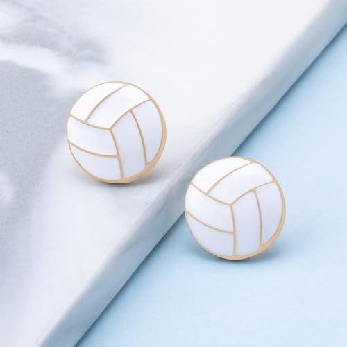 Gold Stud Earring Gifts For Teens Women Hypoallergenic Golf Baseball Football Basketball Soccer Volleyball Sport Earrings For Women - color: volleyball earring