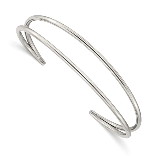 Chisel Polished Cuff Bangle in Stainless Steel, 12mm