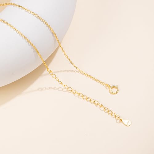S925 Sterling Silver 14K Gold Necklace for Women Teardrop Cubic Zirconia Dainty Necklace Imitation Diamond Pear Cut CZ Pendant Necklaces for Women 18+2 Inch Jewelry Gift for Her - color: Gold