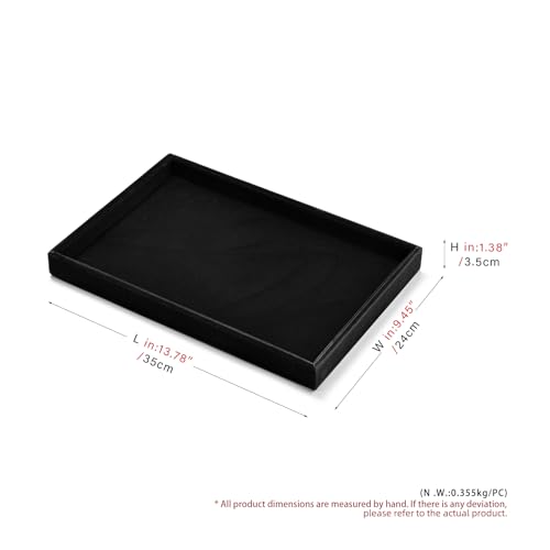 Black Velvet Flat Jewelry Display Organizer Catchall Tray | Scratch-resistant soft, stackable multi-use for jewelry storage, home sundry arrangement and retail store counter display - size: 1 Grid