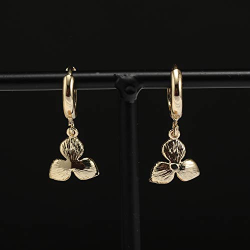 XYJZXY Gold Huggie Small Hoop Earrings with Charm Personalized Snake/Evil Eye/Star/Cross/Lock/Key 18k Gold Plated Crystal Drop Dangle Earrings for Women - style: Flower