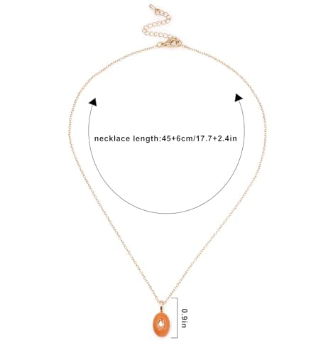 Natural Stone Necklaces Rhinestones Gemstone Necklace Adjustable Pendant Necklaces for Women - color: Orange