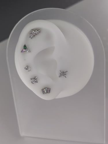 1pcs 16G 18G G23 Titanium Threadless Labret Studs Push-in Labret Lip Cluster Tragus Helix Conch Lobe Rook Cartilage Push Back Piercing Jewelry Earring - style: style-A 16G