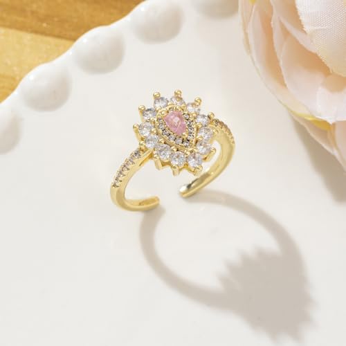 Gold-Plated Butterfly Rings - Vintage Snake Statement Rings with Cubic Zirconia for Women Adjustable Open Rings - style: Teardrop