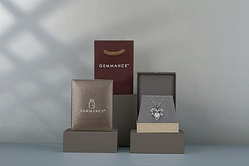 5 Heart I Love You Necklace for Women, Birthstone Crystal Pendant, Birthday Gift for Her, Wife, Mom, Rose Gold or Gunmetal Plated, 925 Sterling Silver Chain 18"+2" - color: 17-April-Diamond Crystal White-GunMetal Plated