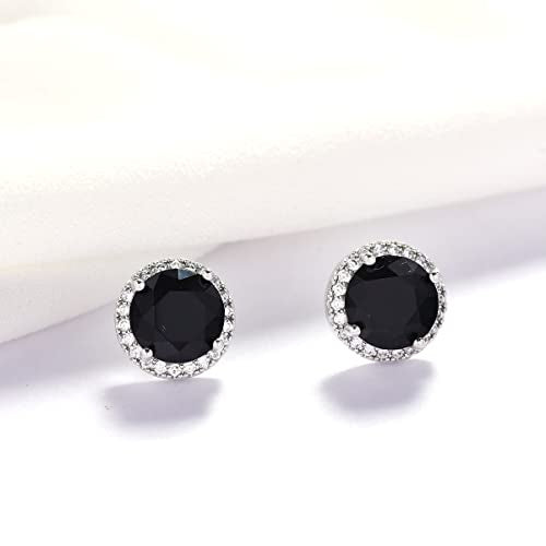 YOQUCOL Bright 8MM,10MM Cubic Zirconia Crystal Stud Earrings Round Pierced Earrings For Women - color: 10MM-Black