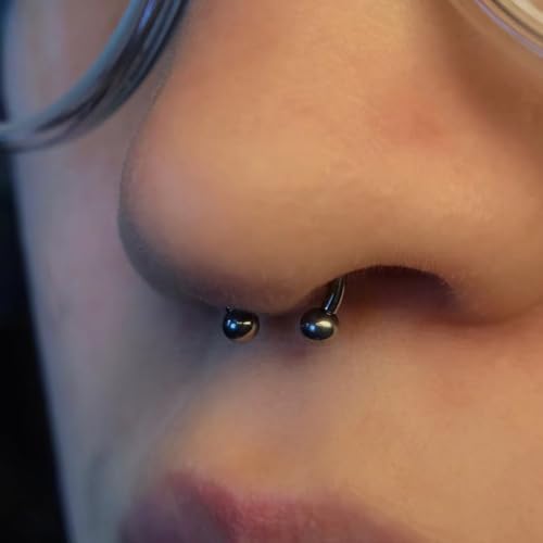 16G Horseshoe Rings Surgical Steel Nose Septum Horseshoe Hoop Earring Eyebrow Tragus Lip Rings Daith Helix Piercing Jewelry for Women Men 6-12mm Smily Piercing Jewelry - color: Gold Septum rings lip rings