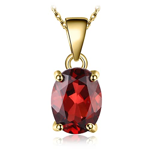 JewelryPalace Natural Gemstone Garnet Peridot Amethyst Citrine Blue Topaz Birthstone Solitaire Pendant Necklace Jewelry Set, 14k Gold Plated 925 Sterling Silver Necklaces for Women, 18 Inch Box chain - color: H-Yellow Gold Plated Brass-CZ