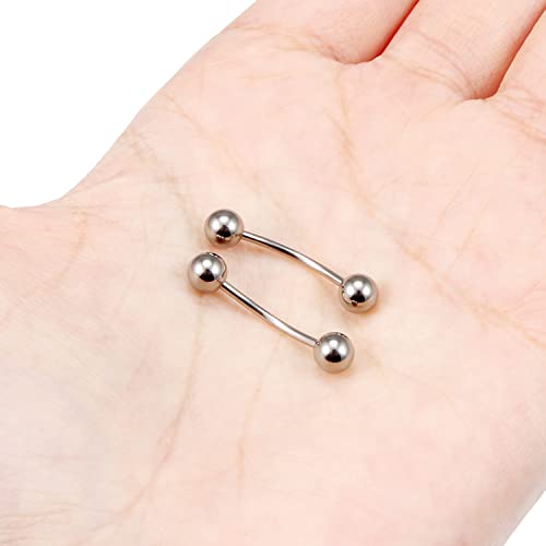 14G 16G Eyebrow Piercing Jewelry G23 Titanium Curved Barbell Eyebrow Ring Vertical Labret Lip Jewelry Rook Daith Earrings Piercing Jewelry for Women Men 6mm 8mm 10mm 12mm 14mm 16mm - color: 16G-14mm
