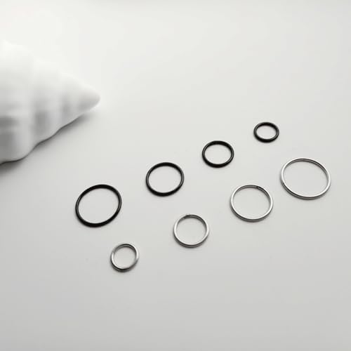 4/8Pcs 20G 18G 16G Nose Rings Hoops Surgical Steel | Nose Seamless Hinged Clicker Segment Septum Lip Rings Conch Tragus Cartilage Daith Rook Piercing Jewelry 6mm 8mm 10mm 12mm - color: Silver&Black, size: 20G*(6/8/10/12mm)-8pcs
