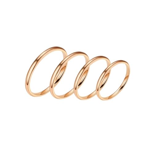 DATOA 4Pcs Stainless Steel Toe Rings Set for Women Minimalist Stackable Plain Thin Band Toe Rings Beach Foot Jewelry - color: Rose Gold