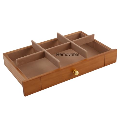 FEECOZ Wooden Jewelry Box Organizer with 2 Drawers, Lock and Key, Multiple Compartments for Rings, Necklaces, Bracelets, Jewelry Boxes for Women