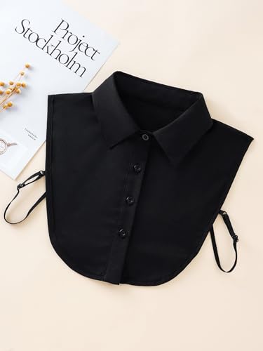 Verdusa Women's Fake Collar Detachable Dickey Collar Half Shirts Blouse - color: Black
