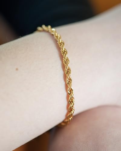 Timeless 18K Gold Vermeil Bracelet for Women, Hypoallergenic Nickel-Free Charm, Durable Everyday Jewelry Gift Tarnish-Resistant - style: Spencer Gold Braided Bracelet