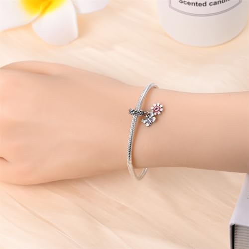 CYCUFF 925 Sterling Silver Charms Suitable for Bracelet Pendants Beads, Charm Necklaces Jewellery Gift for Women - color: Butterfly Flower Charm