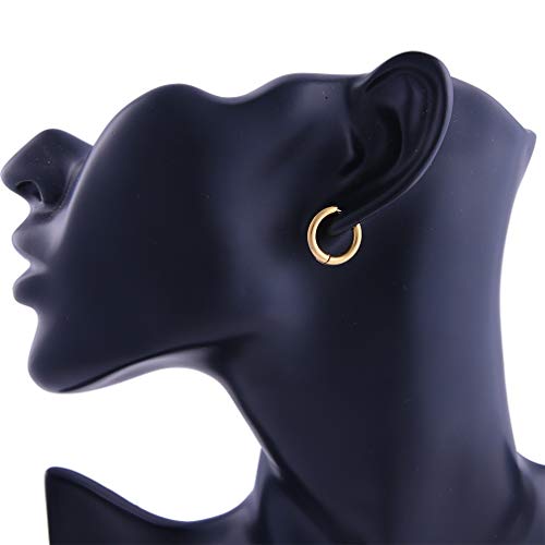 Stainless Steel Hoop Earrings for Men - Hinged Hoop Huggie Piercing Earrings Set For Men Women, Hypoallergenic Lobes Small Round Earrings - color: 3 Color Inner Diameter 0.39" (10MM)