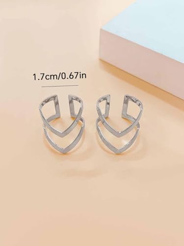Fashion 18 K Gold Plated Stainless Steel Double Chevron V Shape Knuckle Ring for Women, High Polished - color: Silver