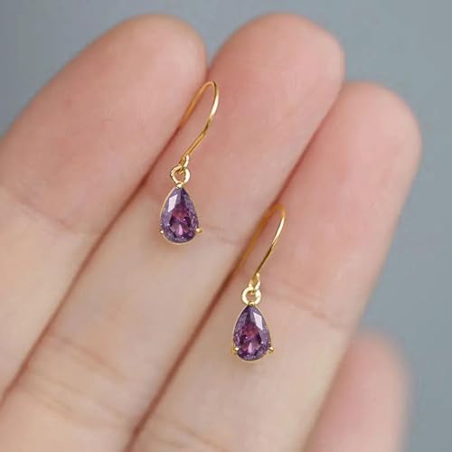 Dainty Drop Earrings with Pear CZ for Women Romantic Jewelry - color: E5417