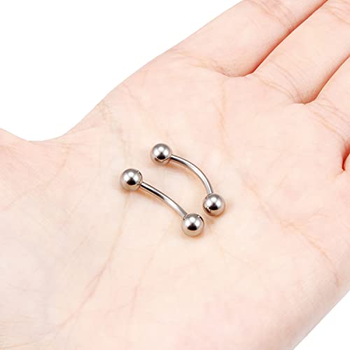 14G 16G Eyebrow Piercing Jewelry G23 Titanium Curved Barbell Eyebrow Ring Vertical Labret Lip Jewelry Rook Daith Earrings Piercing Jewelry for Women Men 6mm 8mm 10mm 12mm 14mm 16mm - color: 14G-12mm