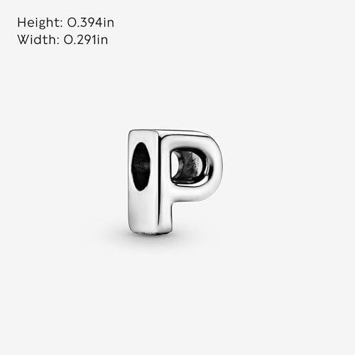 Pandora Alphabet Charm - Compatible Moments - Gift for Her - Made with Sterling Silver - with Gift Box - style: Letter P