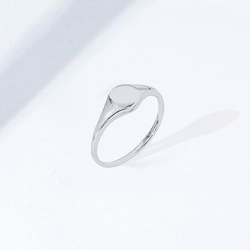 Amazon Essentials 14K Plated Sterling Silver Round Signet Ring - color: Silver, size: 8, style: Round