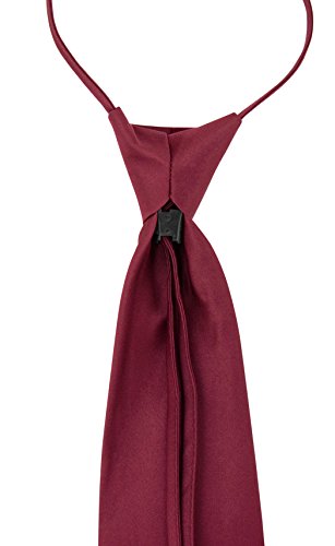 Vesuvio Napoli PreTied Men's Necktie Solid Color Mens Adjustable Zipper Neck Tie - color: Burgundy
