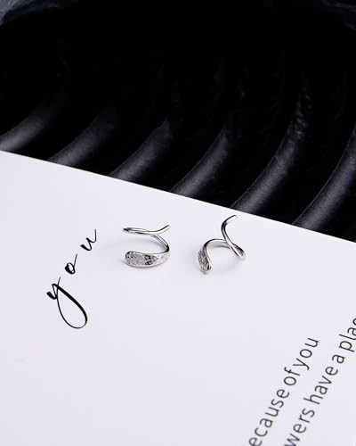 Tiny Double Hoop Earring S925 Sterling Silver Small Hammer Texture Hoop Hypoallergenic Twist Spiral Earrings for Women - Sliver & Gold - color: Silver