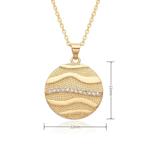 Dainty Necklace Initial Necklace For Women Round Moon star Clover Pendant Chain Coin Necklaces - color: J