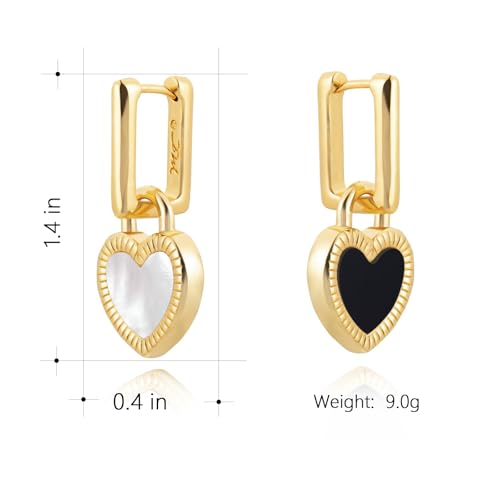 Milan Chiva 14K Gold Plated Small Huggie Dangle Earrings | Lightweight Trendy Heart Dainty Jewelry Hypoallergenic Chunky Gold Hoops Earrings Jewelry Mothers Day Gift for Women - color: B-Gold