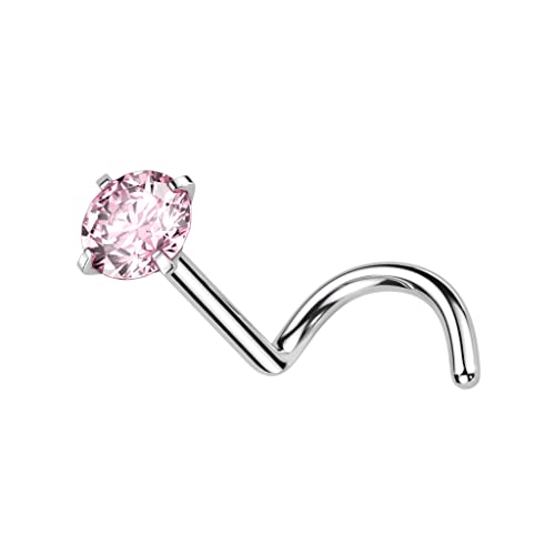 Satix 4-11PCS 18G 20G Implant Grade Titanium Nose Screw Rings Prong Settings 2mm CZ Nose Screw Studs Ring Nostril Piercing Jewelry For Women - style: 18 Gauge - 8PCS