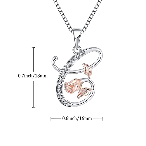 STARCHENIE Initial Necklace for Women Sterling Silver Letters 26 Alphabet Pendant Rose Flower Jewelry Gifts for Family Sisters Friend - color: C