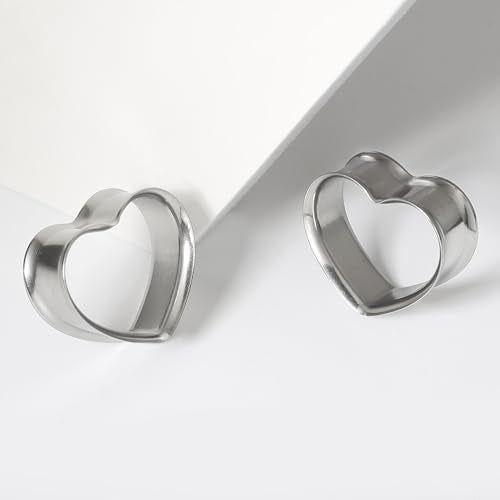 Casvort 4 PCS 8mm-25mm Hypoallergenic 316 Stainless Steel Cute Heart Double Flared Ear Gauges Plugs Ear Tunnels Saddle Plugs Body Piercing Jewelry - color: Silver, size: 1/2'' (12mm)