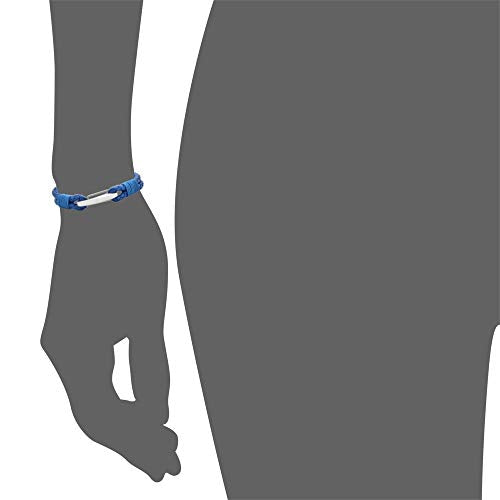 Edforce Braided Genuine Leather 2-Strand Cuff Bracelet with Stainless Steel Clasp - color: Blue