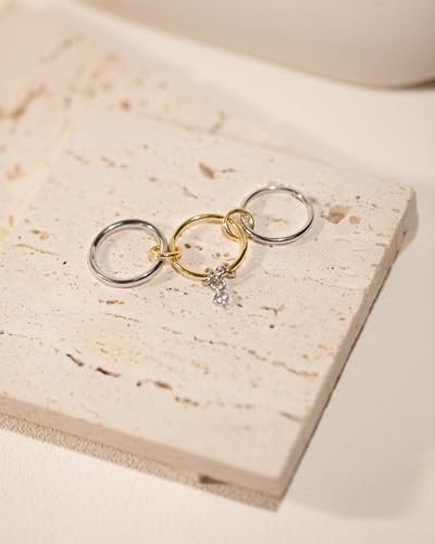 TLY Stackable Gold Rings for Women Interlocking Ring Stack Set non tarnish | 18K Gold Silver Plated Mixed Metal Statement Rings Waterproof Cubic Zirconia Fashion Connected Band Thumb Ring Size 4-11 - color: 06.Piera set