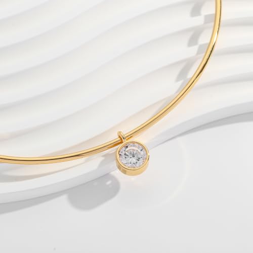 14K Gold Plated Collar Choker Necklace for Women Charm Jewelry | Trendy Dainty Statement Fashion Cubic Zirconia Pendant Necklace - color: 89A