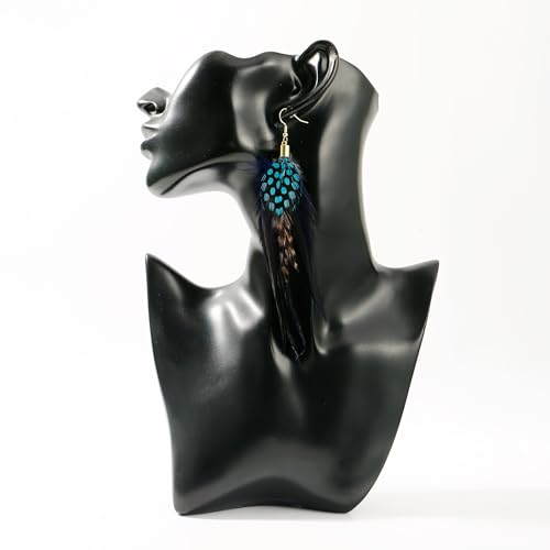 Bohemian Feather Dangle Earrings for Women with Shell Beads Long Tassel Design Drop Earrings - style: Style-Blue