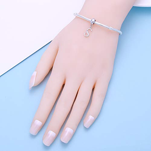 925 Sterling Silver Letter Charms Fits Pandora Bracelets, Gift for Women | A-Z Alphabet Initial Charm with CZ,Great gift for Christmas, Valentine's Day, Mother's Day. - color: S