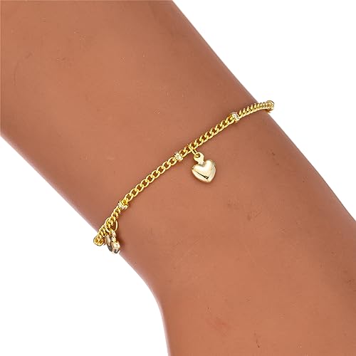 kelistom 925 Sterling Silver Bracelets for Women Teens, Love Heart Charm Chain Bracelet Bangle Fashion Jewelry Gifts - color: heart hanging-gold