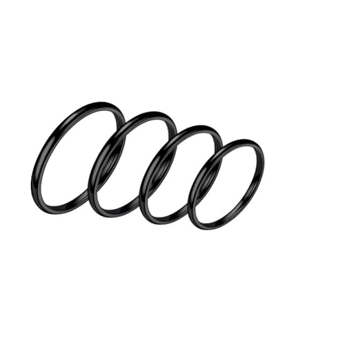 DATOA 4Pcs Stainless Steel Toe Rings Set for Women Minimalist Stackable Plain Thin Band Toe Rings Beach Foot Jewelry - color: Black